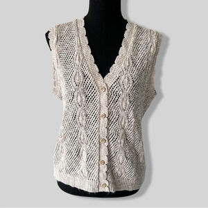 Vintage D'Allaird's Crochet Open Cable Knitted Vest Made in Canada